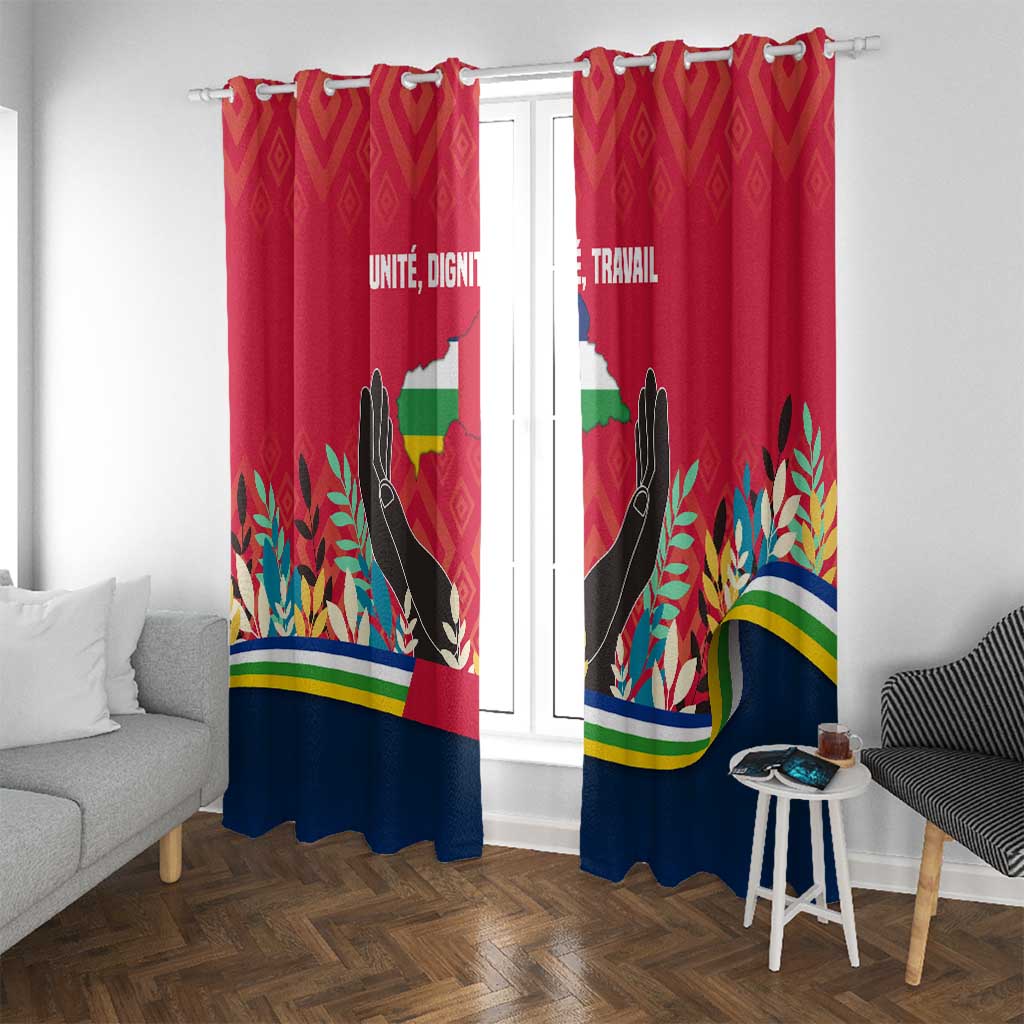 Central African Republic Window Curtain with Red Blue Green Tribal Design and National Flag - Wonder Print Shop