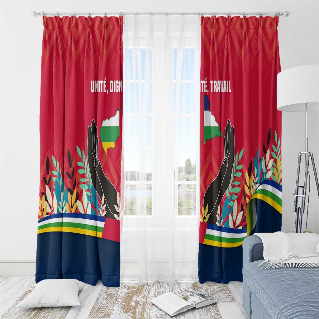 Central African Republic Window Curtain with Red Blue Green Tribal Design and National Flag - Wonder Print Shop