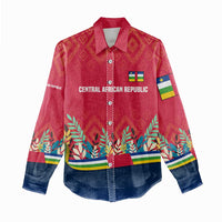 Central African Republic Women Casual Shirt with Red Blue Green Tribal Design and National Flag - Wonder Print Shop