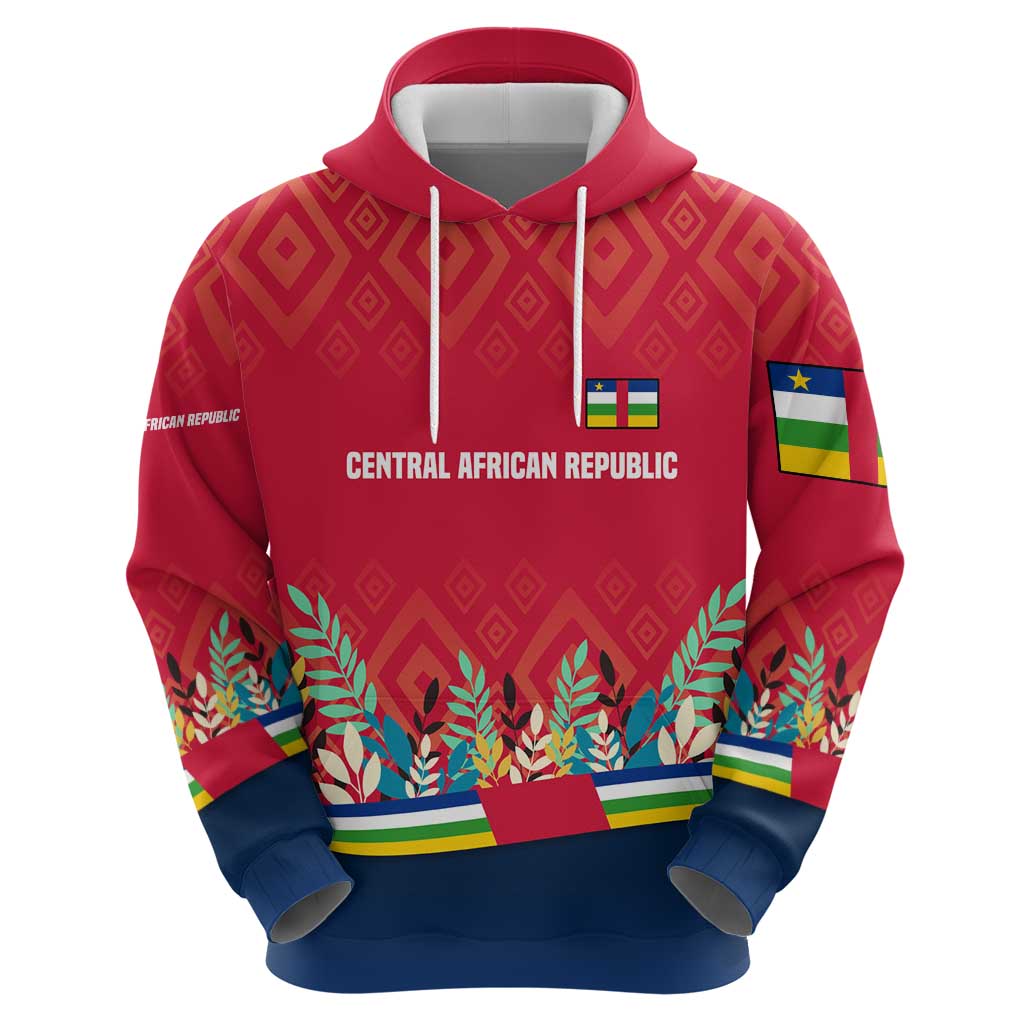 Central African Republic Zip Hoodie with Red Blue Green Tribal Design and National Flag - Wonder Print Shop