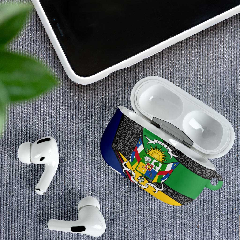 Central African Republic AirPods Case with Multicolor Tribal Design and National Emblem - Wonder Print Shop