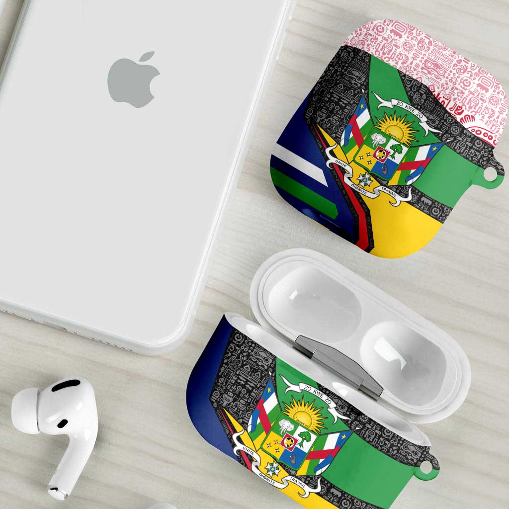 Central African Republic AirPods Case with Multicolor Tribal Design and National Emblem - Wonder Print Shop