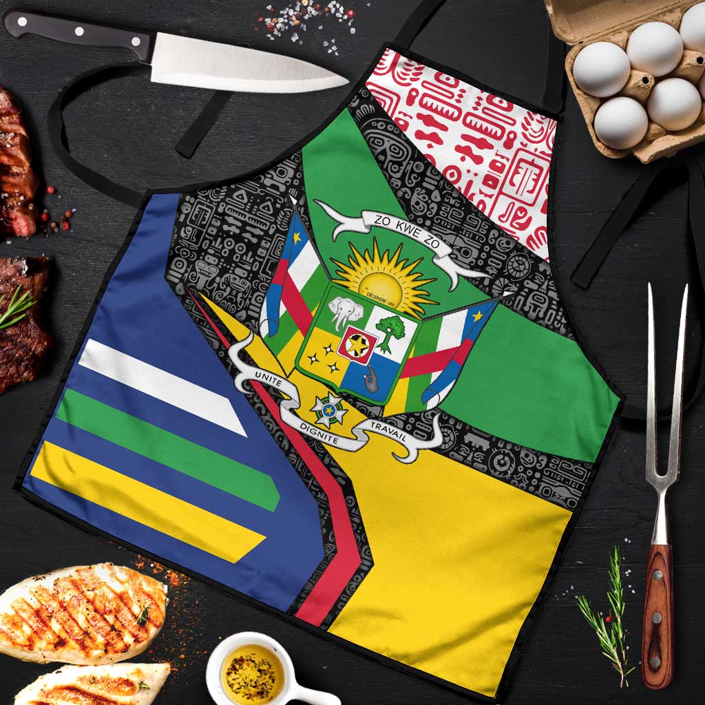 Central African Republic Apron with Multicolor Tribal Design and National Emblem - Wonder Print Shop