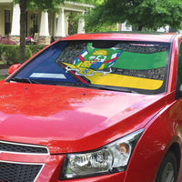 Central African Republic Auto Sun Shade with Multicolor Tribal Design and National Emblem - Wonder Print Shop