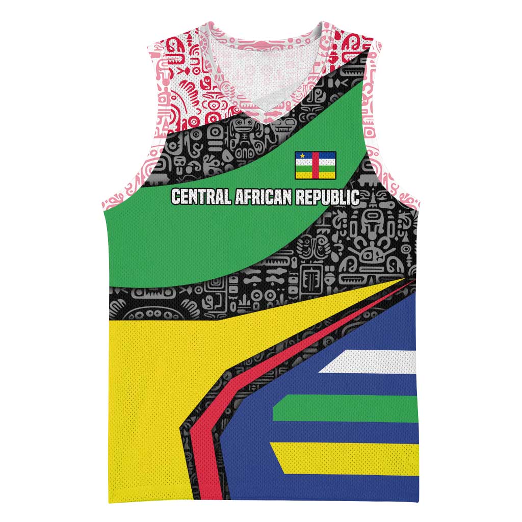 Central African Republic Basketball Jersey with Multicolor Tribal Design and National Emblem - Wonder Print Shop