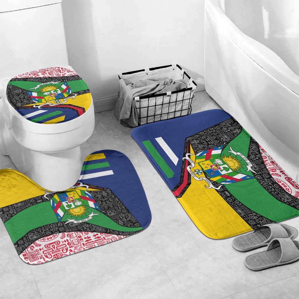 Central African Republic Bathroom Set with Multicolor Tribal Design and National Emblem - Wonder Print Shop