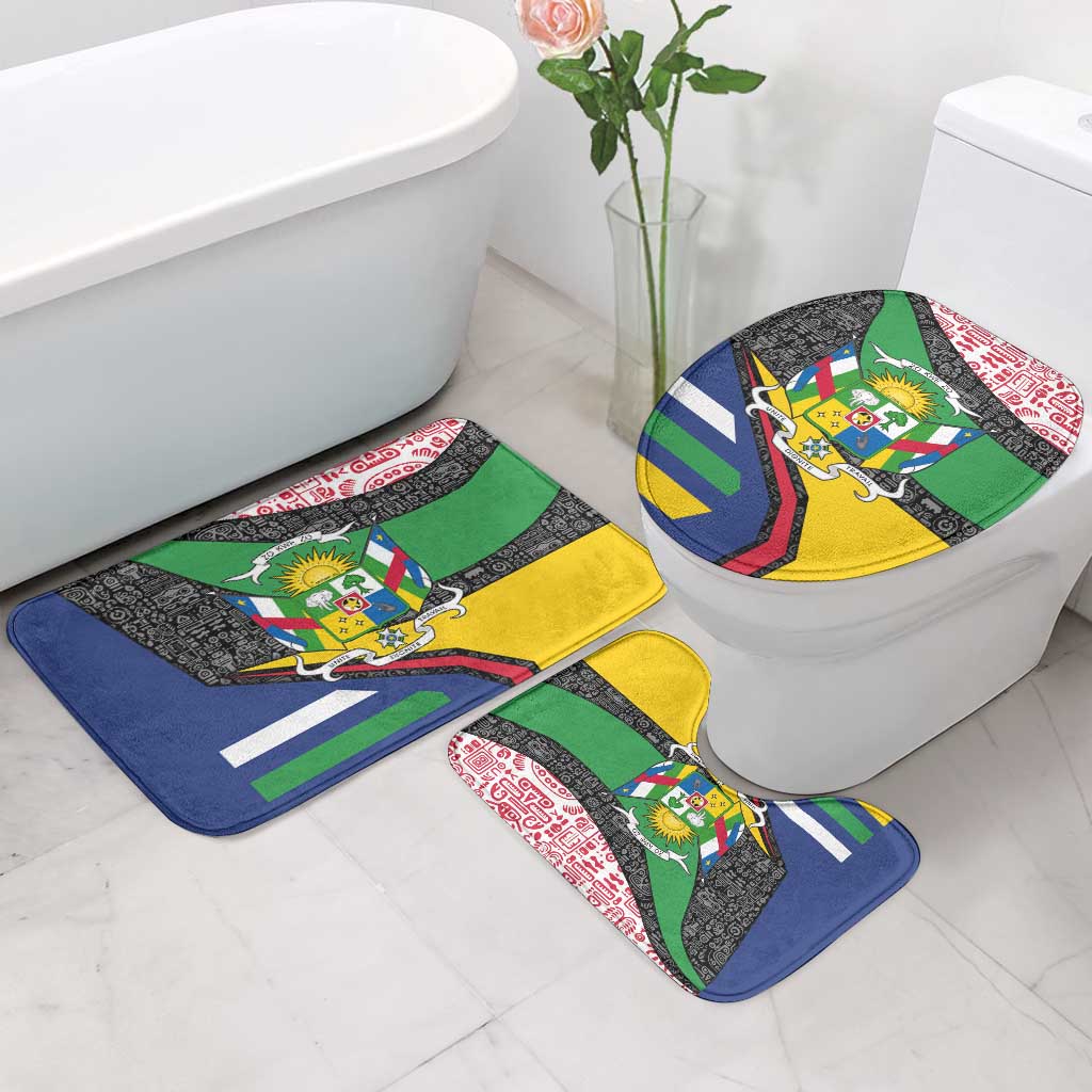 Central African Republic Bathroom Set with Multicolor Tribal Design and National Emblem - Wonder Print Shop