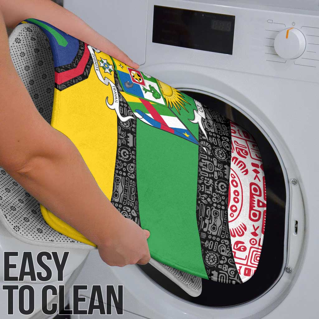 Central African Republic Bathroom Set with Multicolor Tribal Design and National Emblem - Wonder Print Shop