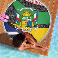 Central African Republic Beach Blanket with Multicolor Tribal Design and National Emblem - Wonder Print Shop