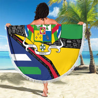 Central African Republic Beach Blanket with Multicolor Tribal Design and National Emblem - Wonder Print Shop