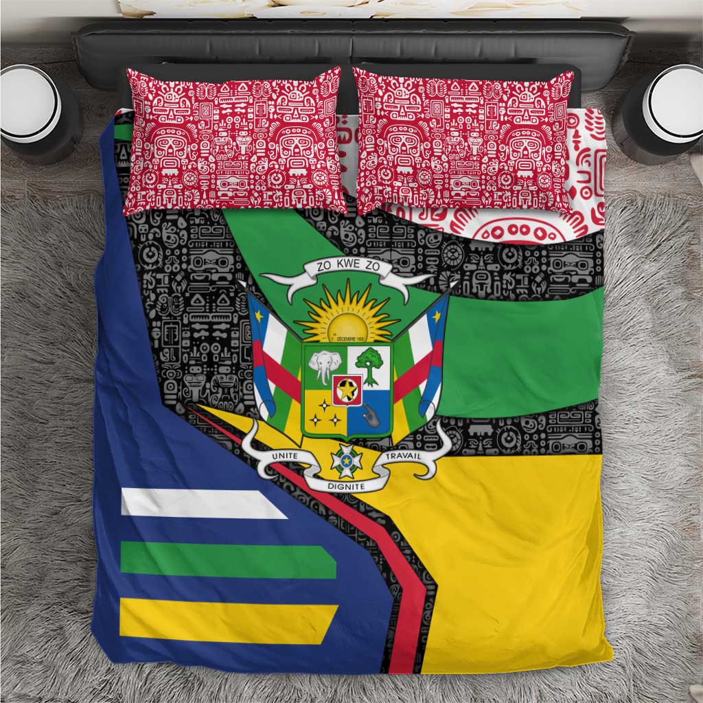 Central African Republic Bedding Set with Multicolor Tribal Design and National Emblem - Wonder Print Shop