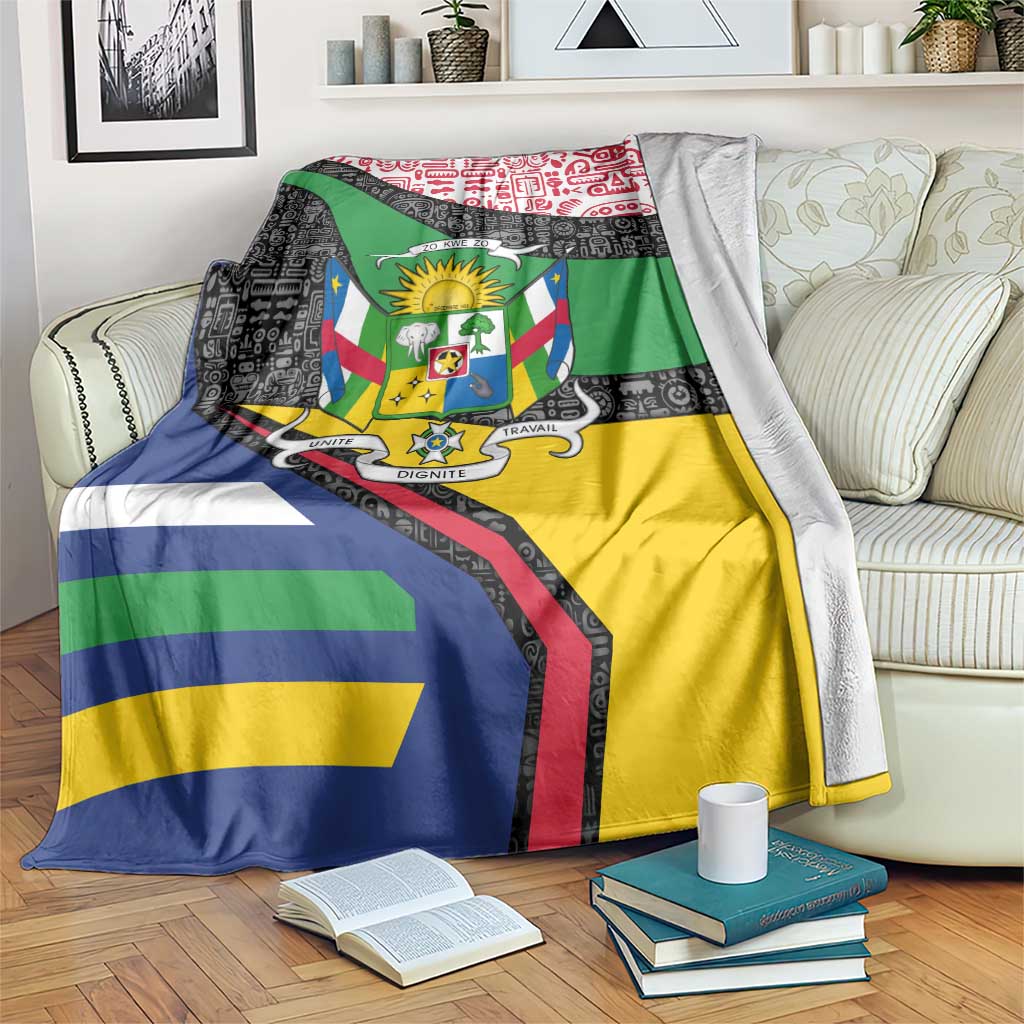 Central African Republic Blanket with Multicolor Tribal Design and National Emblem - Wonder Print Shop