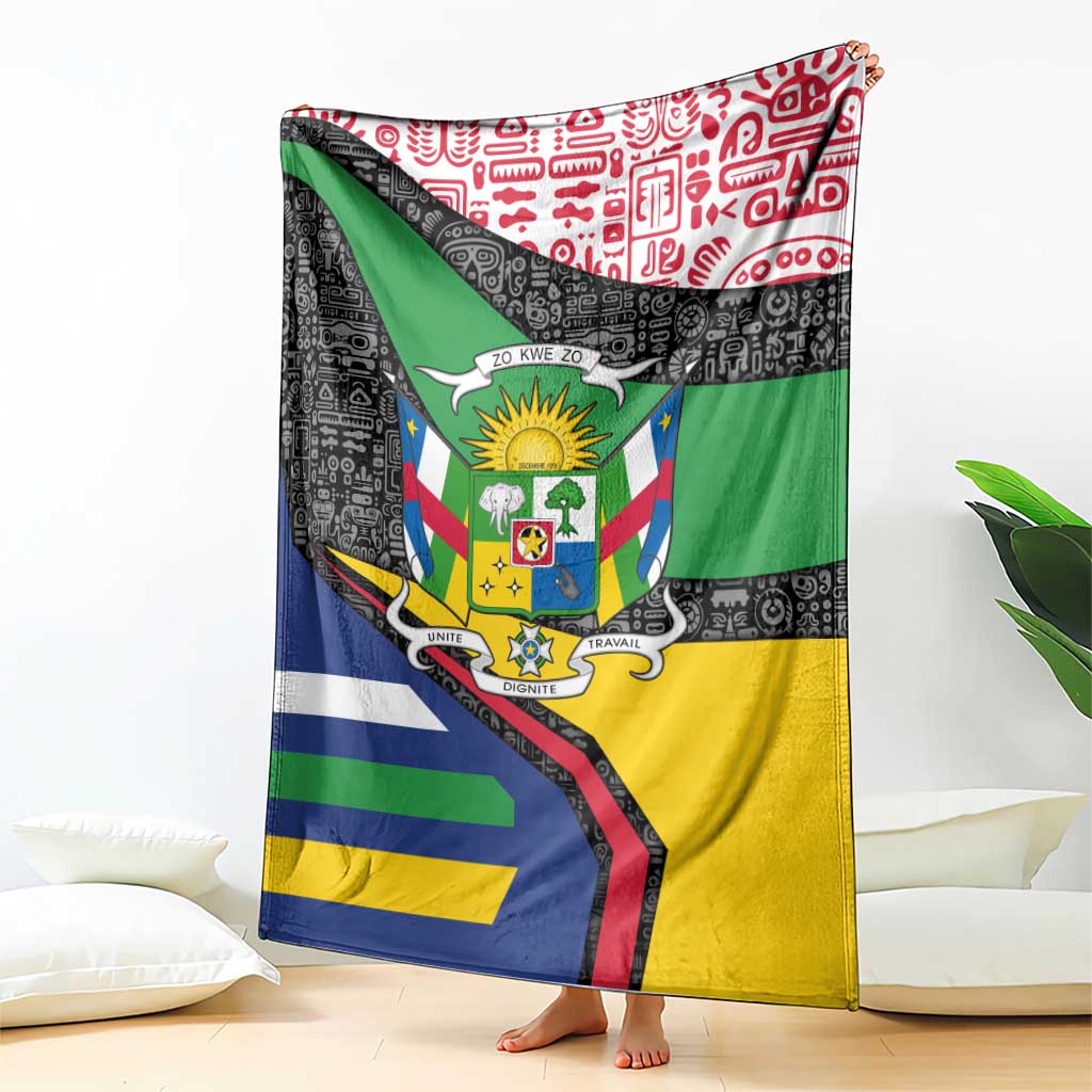 Central African Republic Blanket with Multicolor Tribal Design and National Emblem - Wonder Print Shop