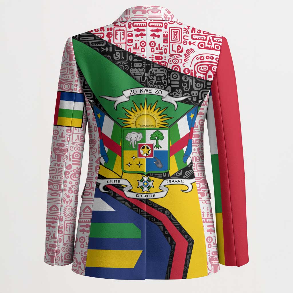 Central African Republic Blazer with Multicolor Tribal Design and National Emblem - Wonder Print Shop