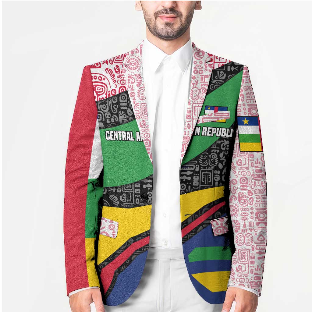 Central African Republic Blazer with Multicolor Tribal Design and National Emblem - Wonder Print Shop