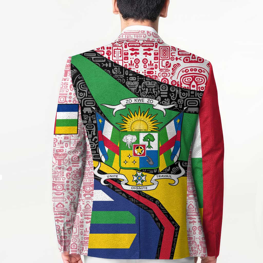 Central African Republic Blazer with Multicolor Tribal Design and National Emblem - Wonder Print Shop