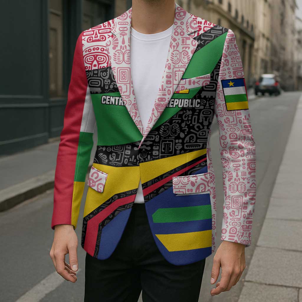 Central African Republic Blazer with Multicolor Tribal Design and National Emblem - Wonder Print Shop