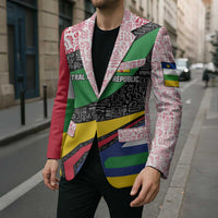 Central African Republic Blazer with Multicolor Tribal Design and National Emblem - Wonder Print Shop