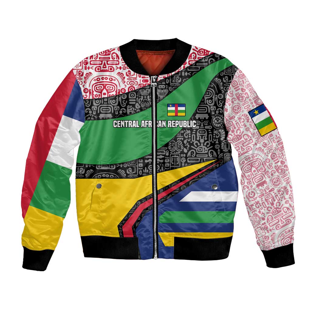 Central African Republic Bomber Jacket with Multicolor Tribal Design and National Emblem - Wonder Print Shop