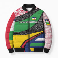 Central African Republic Bomber Puffer Jacket with Multicolor Tribal Design and National Emblem - Wonder Print Shop