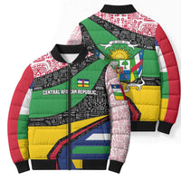 Central African Republic Bomber Puffer Jacket with Multicolor Tribal Design and National Emblem - Wonder Print Shop