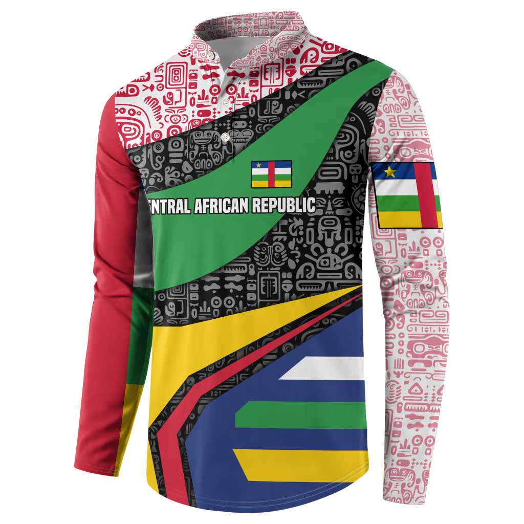 Central African Republic Button Sweatshirt with Multicolor Tribal Design and National Emblem - Wonder Print Shop