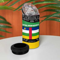 Central African Republic 4 in 1 Can Cooler Tumbler with Multicolor Tribal Design and National Emblem - Wonder Print Shop