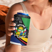 Central African Republic 4 in 1 Can Cooler Tumbler with Multicolor Tribal Design and National Emblem - Wonder Print Shop