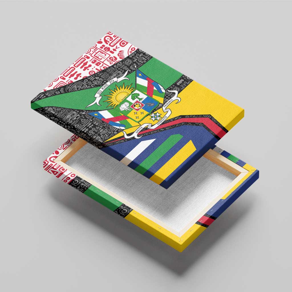Central African Republic Canvas Wall Art with Multicolor Tribal Design and National Emblem - Wonder Print Shop