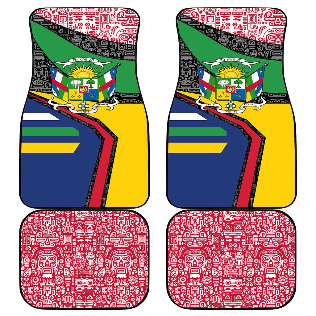 Central African Republic Car Mats with Multicolor Tribal Design and National Emblem - Wonder Print Shop