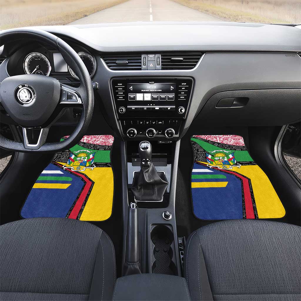 Central African Republic Car Mats with Multicolor Tribal Design and National Emblem - Wonder Print Shop
