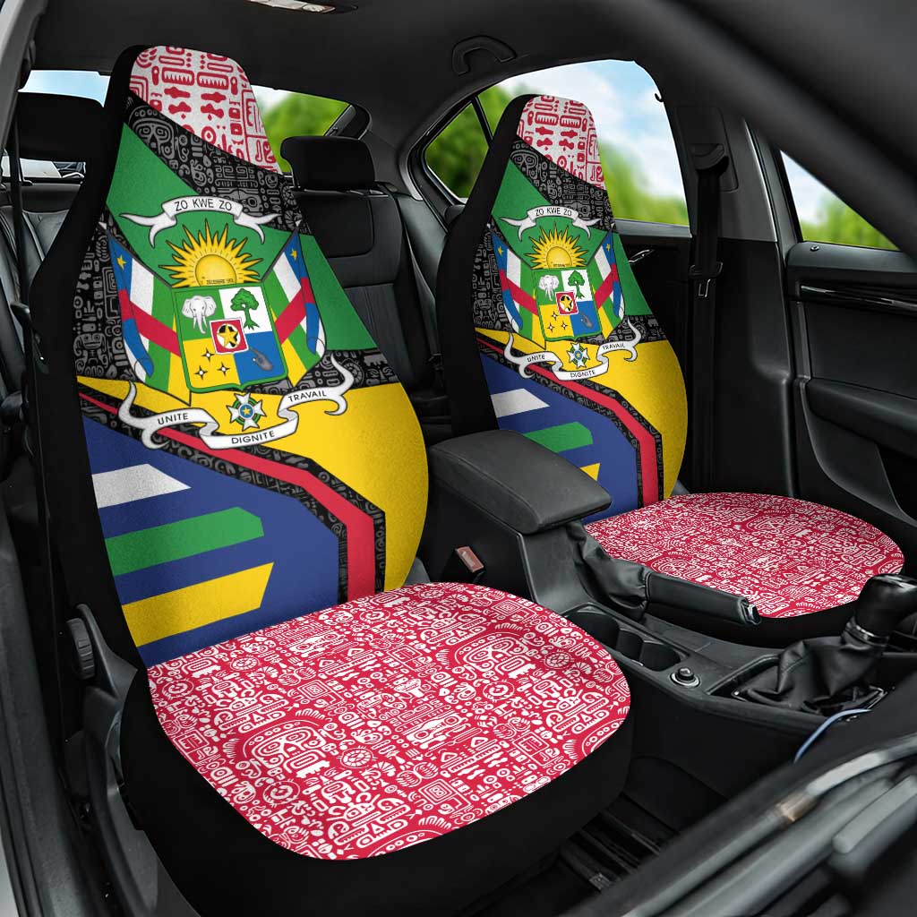 Central African Republic Car Seat Cover with Multicolor Tribal Design and National Emblem - Wonder Print Shop
