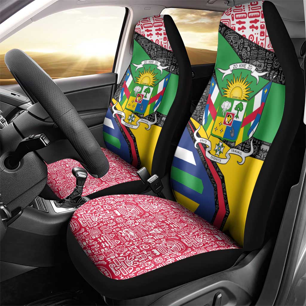 Central African Republic Car Seat Cover with Multicolor Tribal Design and National Emblem - Wonder Print Shop