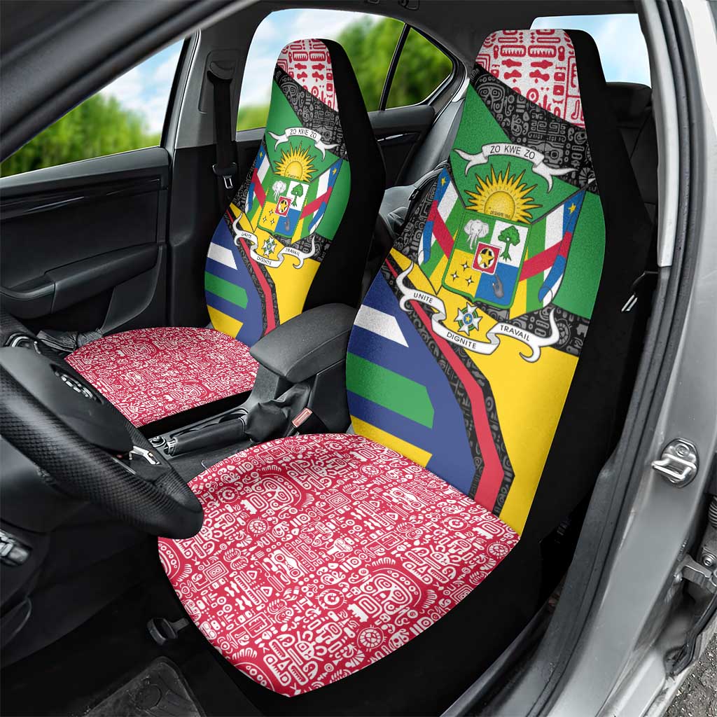 Central African Republic Car Seat Cover with Multicolor Tribal Design and National Emblem - Wonder Print Shop