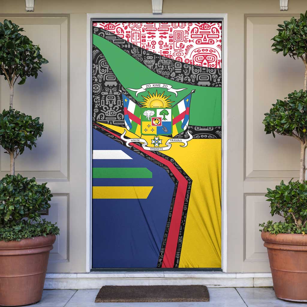 Central African Republic Door Cover with Multicolor Tribal Design and National Emblem - Wonder Print Shop