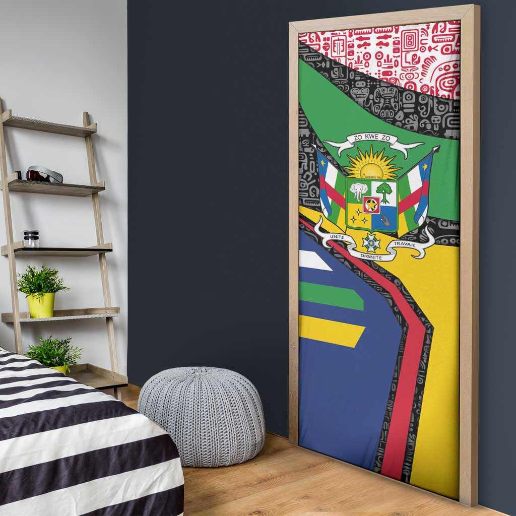 Central African Republic Door Cover with Multicolor Tribal Design and National Emblem - Wonder Print Shop