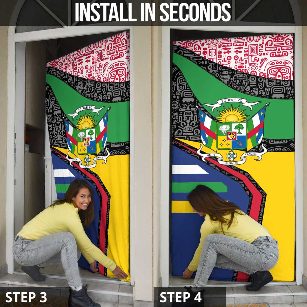 Central African Republic Door Cover with Multicolor Tribal Design and National Emblem - Wonder Print Shop