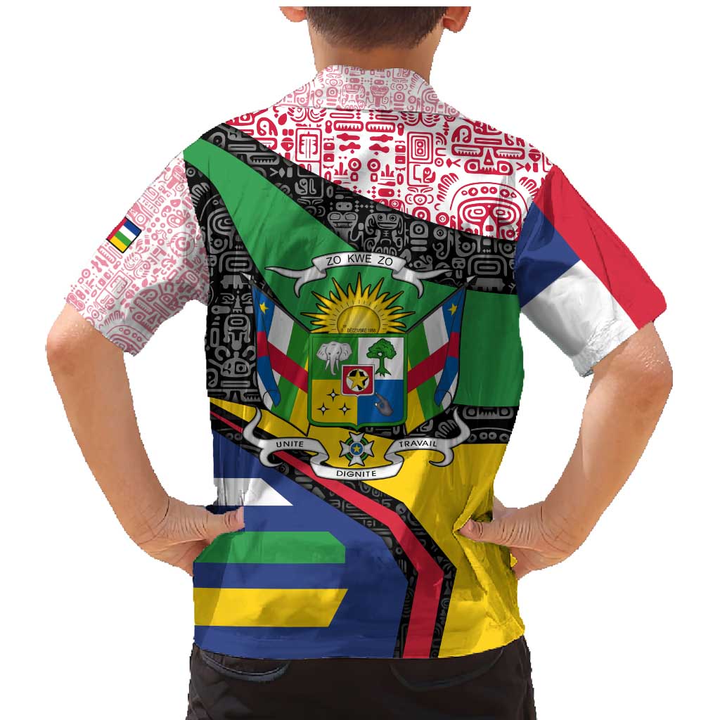 Central African Republic Family Matching Mermaid Dress and Hawaiian Shirt with Multicolor Tribal Design and National Emblem - Wonder Print Shop