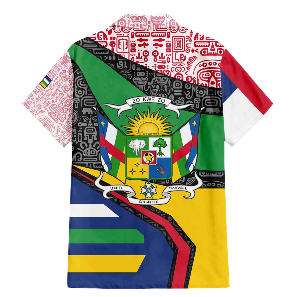 Central African Republic Family Matching Mermaid Dress and Hawaiian Shirt with Multicolor Tribal Design and National Emblem - Wonder Print Shop