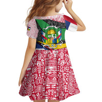 Central African Republic Family Matching Puletasi and Hawaiian Shirt with Multicolor Tribal Design and National Emblem - Wonder Print Shop