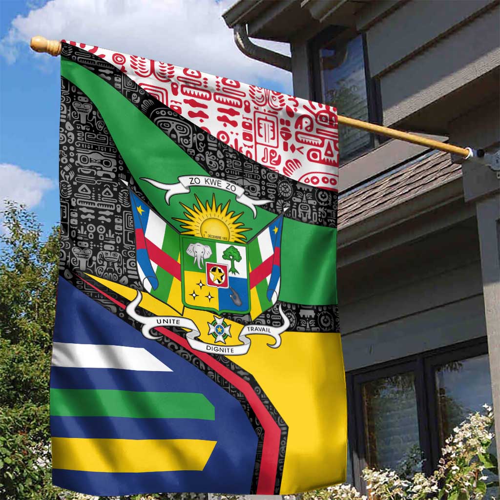 Central African Republic Garden Flag with Multicolor Tribal Design and National Emblem - Wonder Print Shop