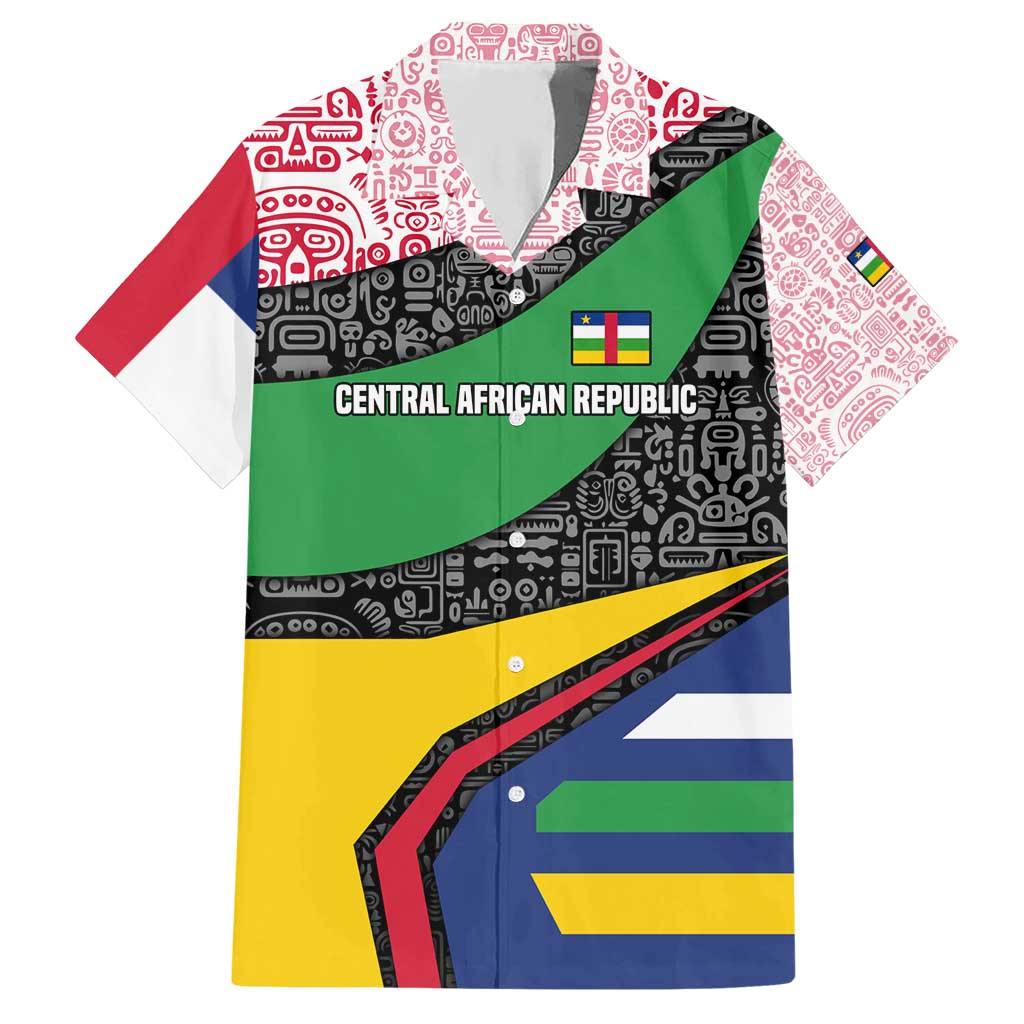 Central African Republic Hawaiian Shirt with Multicolor Tribal Design and National Emblem - Wonder Print Shop
