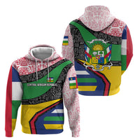 Central African Republic Hoodie with Multicolor Tribal Design and National Emblem - Wonder Print Shop