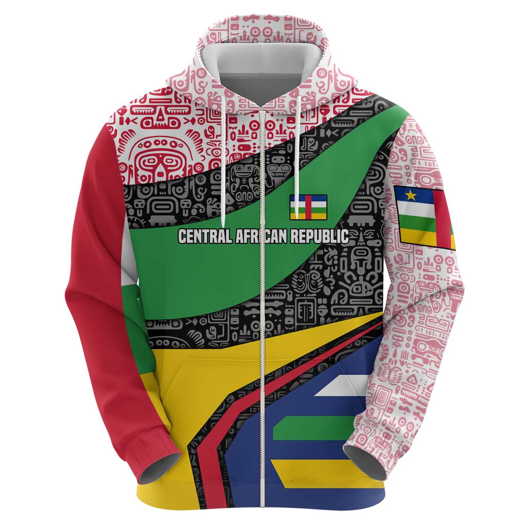 Central African Republic Hoodie with Multicolor Tribal Design and National Emblem - Wonder Print Shop