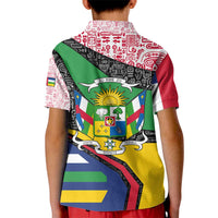 Central African Republic Kid Polo Shirt with Multicolor Tribal Design and National Emblem - Wonder Print Shop