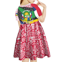 Central African Republic Kid Short Sleeve Dress with Multicolor Tribal Design and National Emblem - Wonder Print Shop