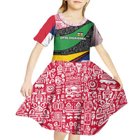 Central African Republic Kid Short Sleeve Dress with Multicolor Tribal Design and National Emblem - Wonder Print Shop