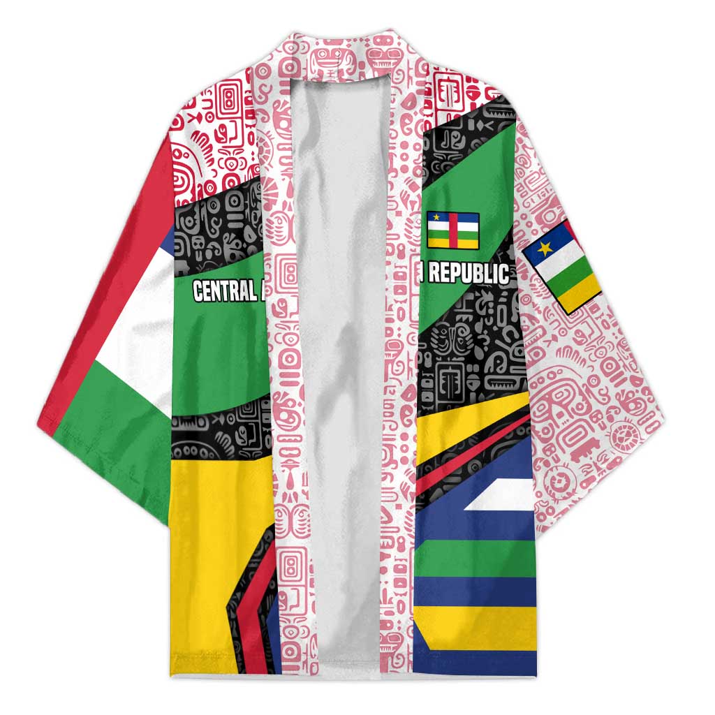 Central African Republic Kimono with Multicolor Tribal Design and National Emblem - Wonder Print Shop