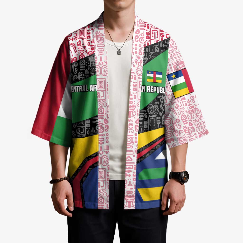 Central African Republic Kimono with Multicolor Tribal Design and National Emblem - Wonder Print Shop