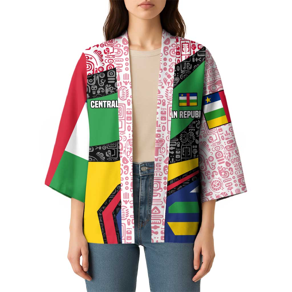 Central African Republic Kimono with Multicolor Tribal Design and National Emblem - Wonder Print Shop